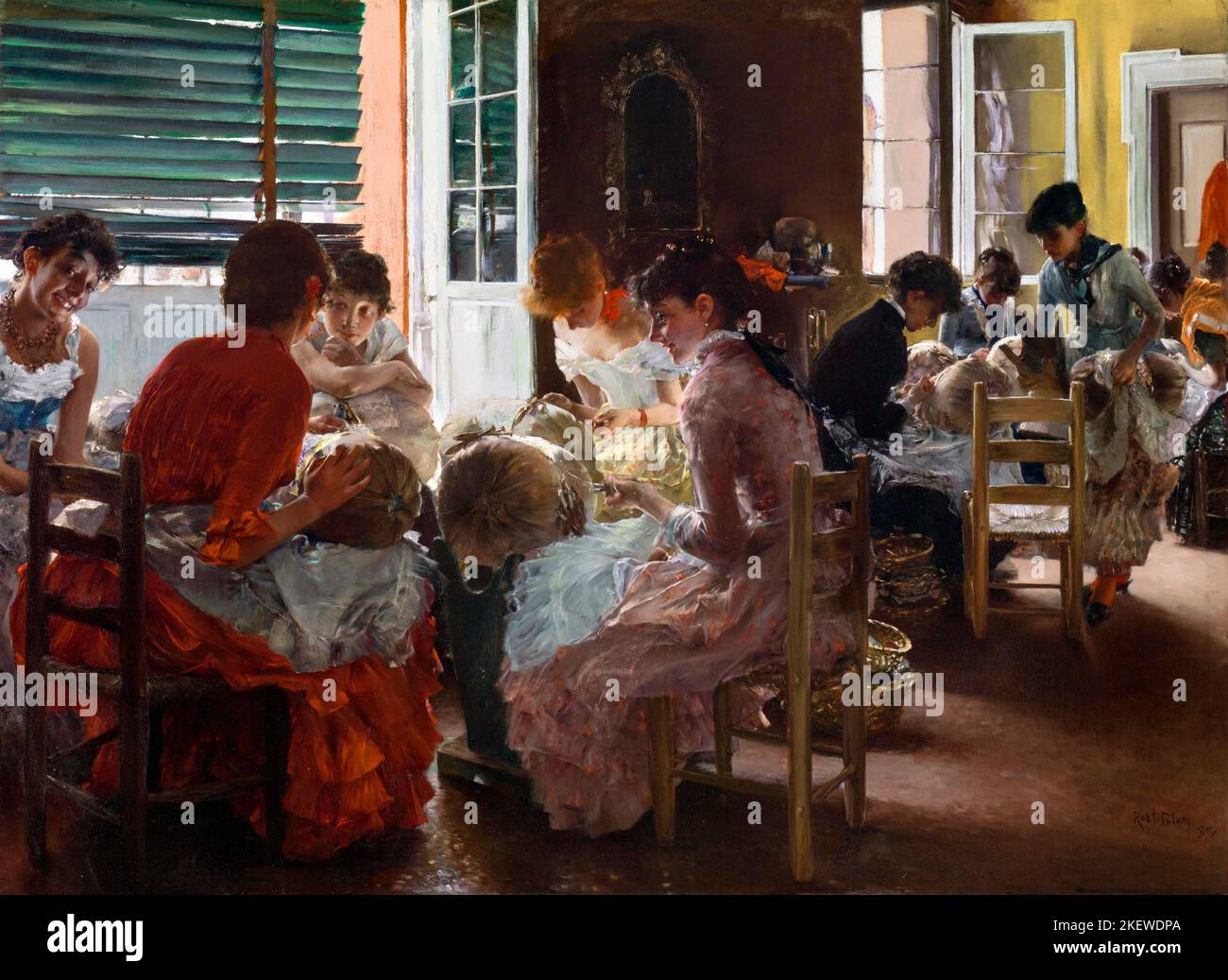 Robert Blum. Lacemakers veneziani di Robert Frederick Blum (1857-1903), olio su tela, 1887 Foto Stock