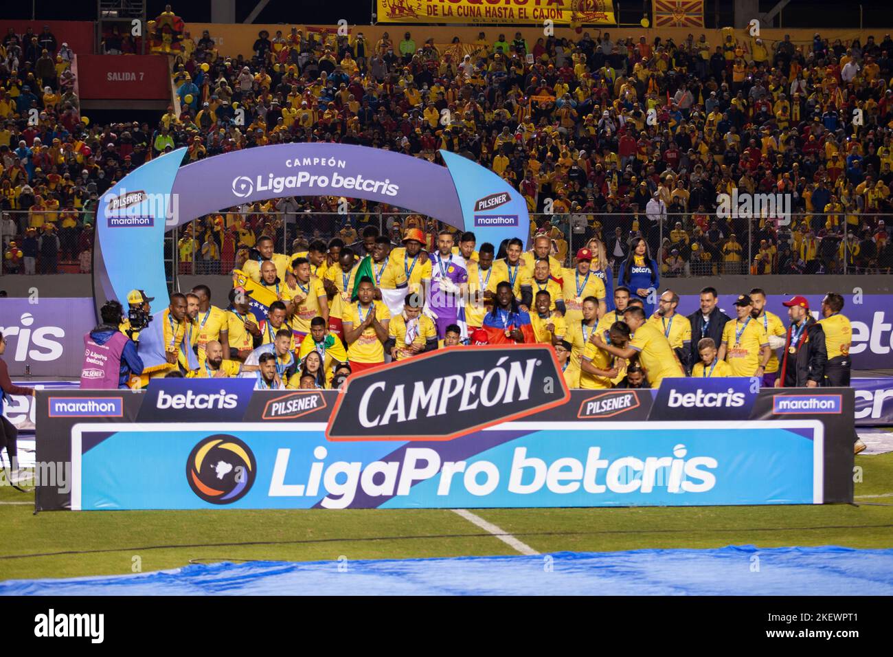 Aucas vince e celebra la coppa nazionale ecuadoriana liga pro per la prima volta nella storia Foto Stock