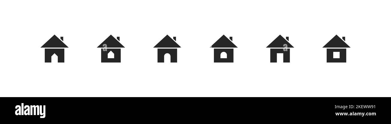 Icona concept home. Set di icone della casa. Casa icona con porte e finestre. Illustrazione vettoriale Illustrazione Vettoriale
