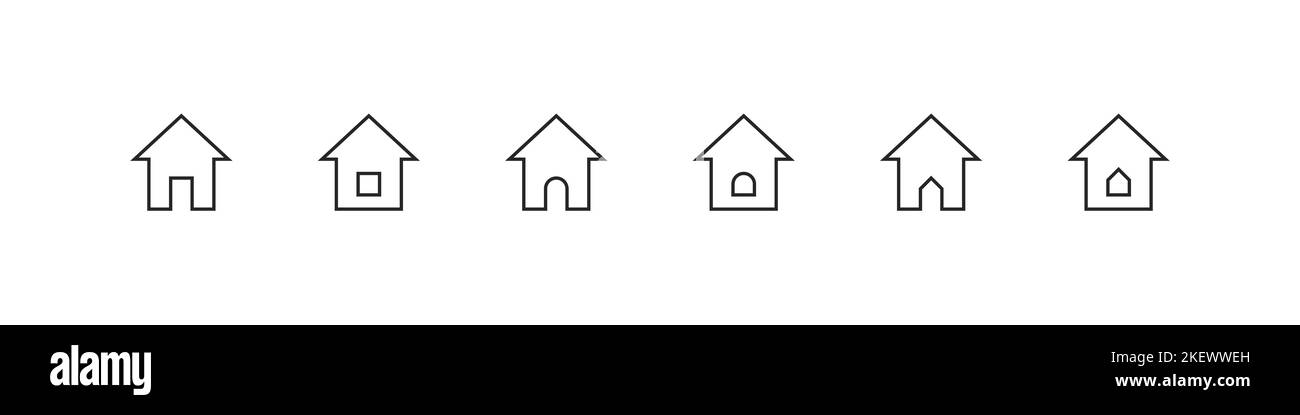 icona home. Set di icone della casa. Casa icona con porte e finestre. Icone lineari. Illustrazione vettoriale Illustrazione Vettoriale