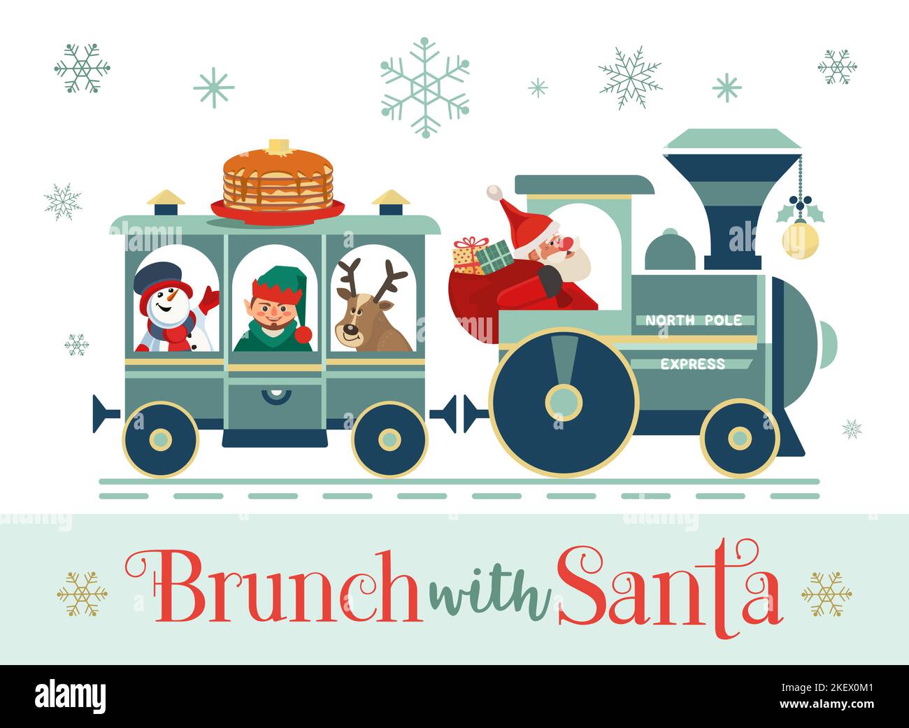Brunch con poster piatto natalizio Santa Fancy Illustrazione Vettoriale