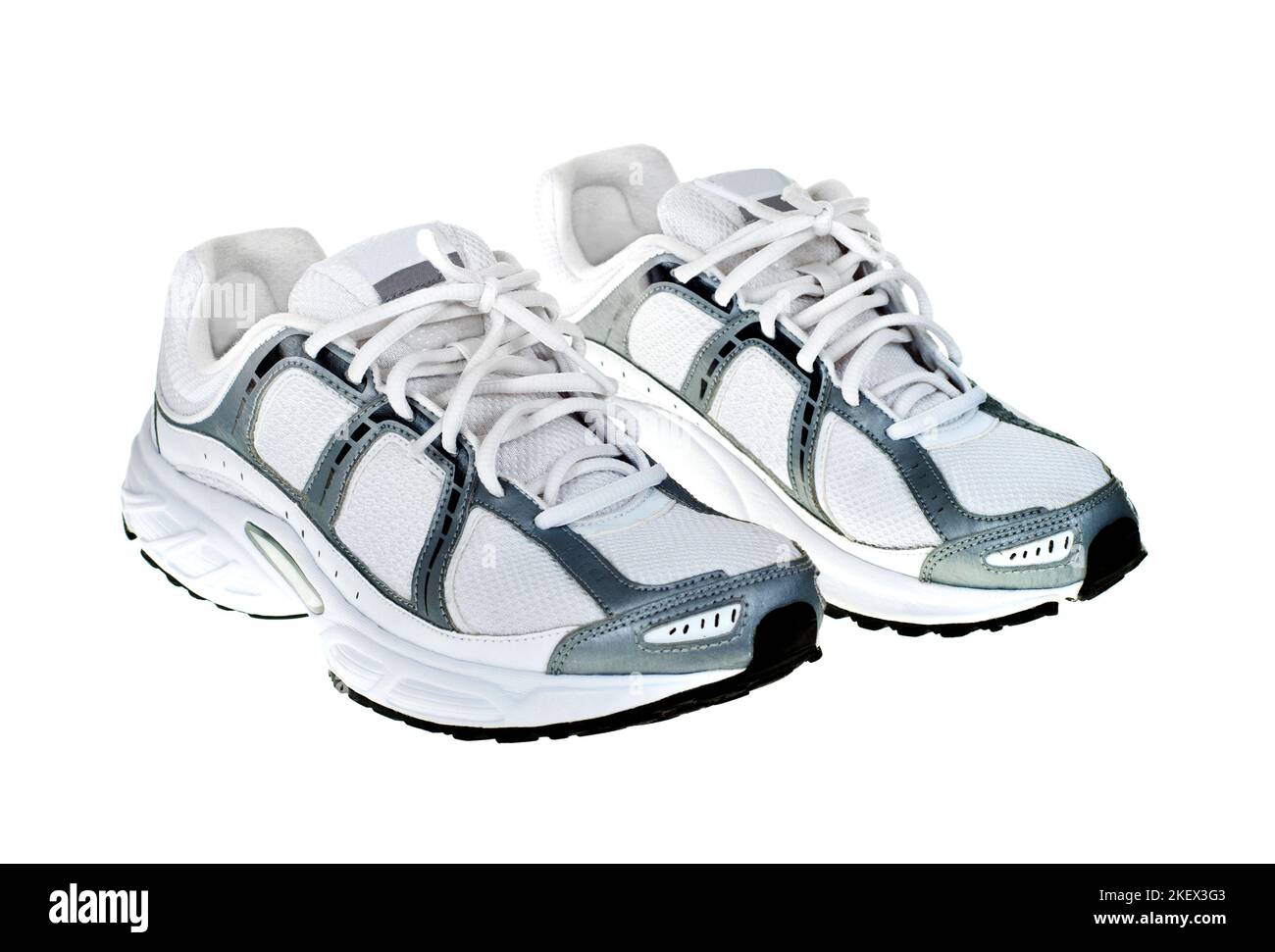 Scarpe sportive isolate su sfondo bianco, Foto Stock