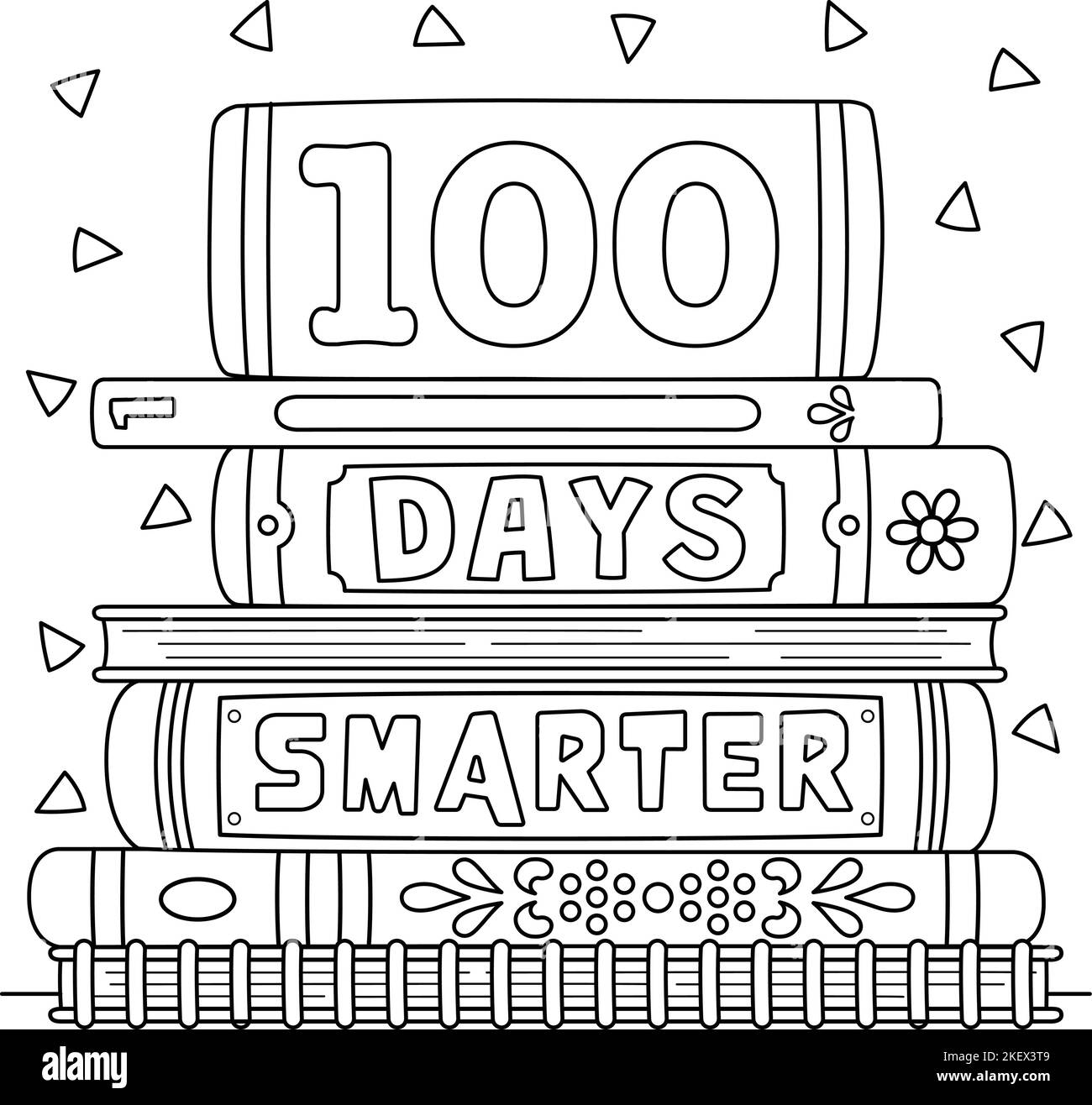 100th giorno della Scuola Smarter Coloring Page per bambini Illustrazione Vettoriale