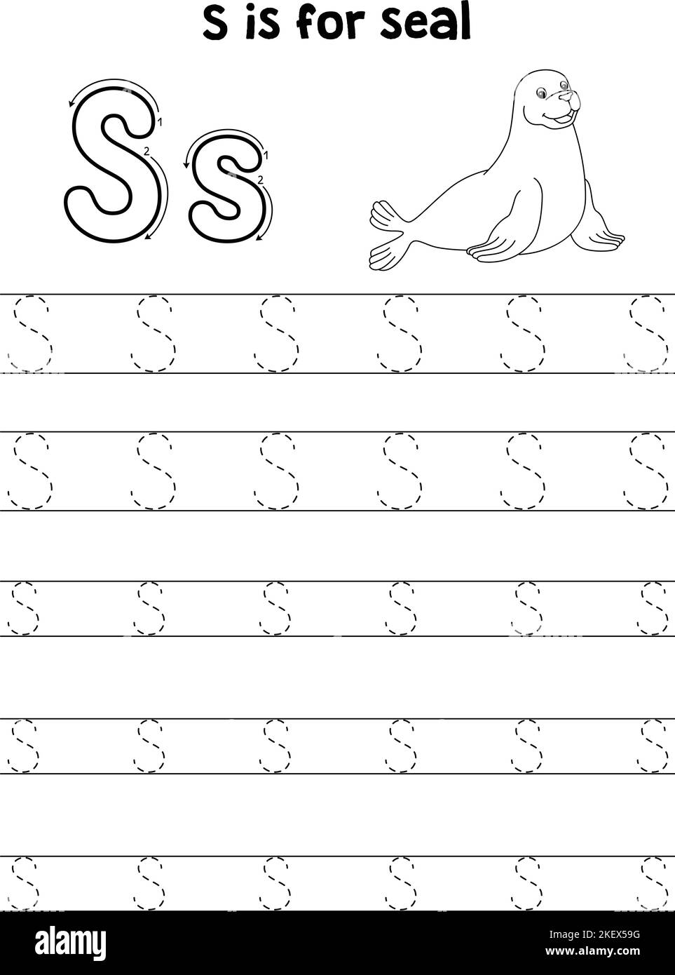 Seal Animal Tracing Letter ABC Coloring pagina S Illustrazione Vettoriale