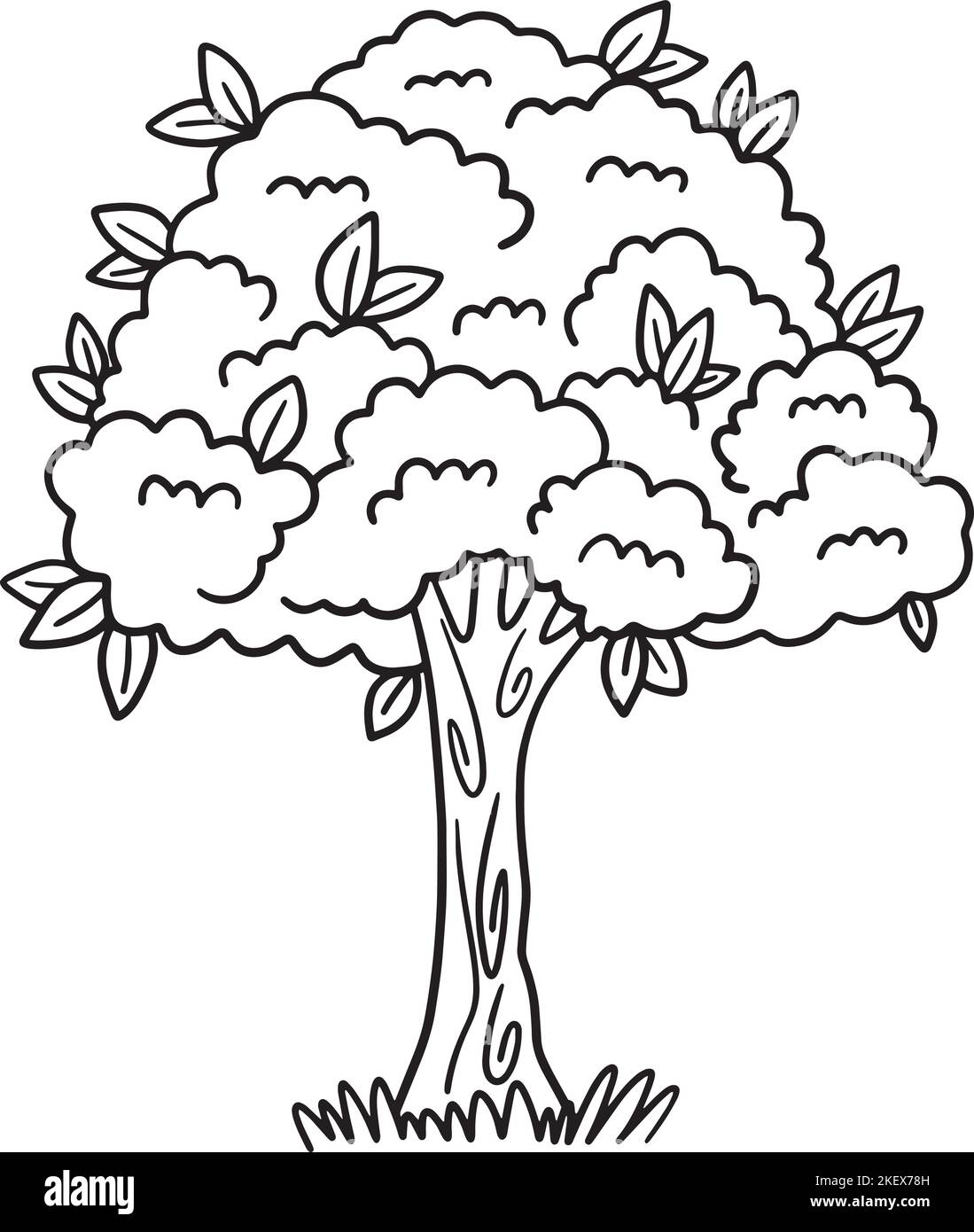 Earth Day Big Tree isolato colorazione pagina per bambini Illustrazione Vettoriale