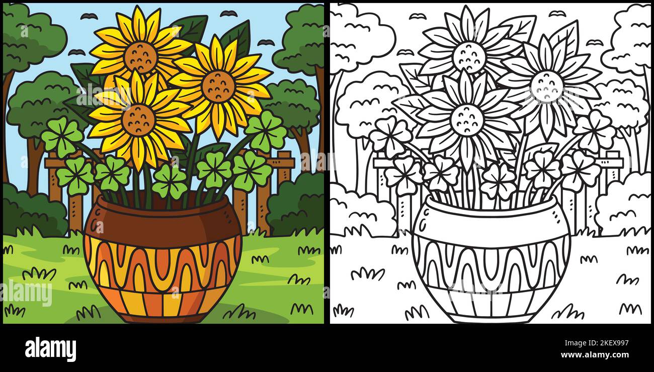 San Patrizio giorno Sole Flower Coloring Illustrazione Illustrazione Vettoriale