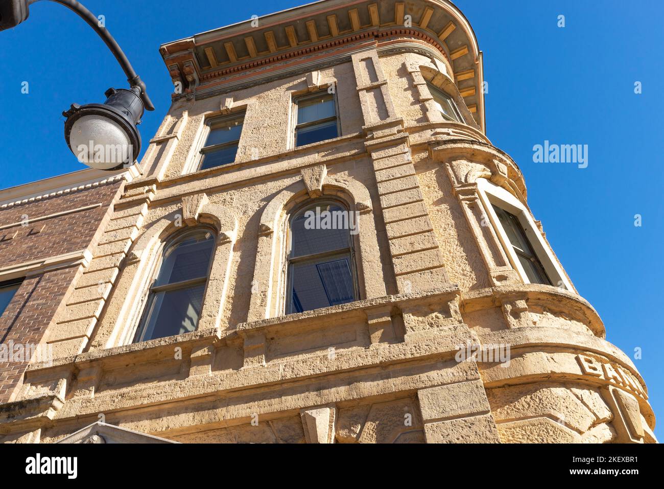 Esterno del vecchio edificio della banca a Madison, Wisconsin, USA. Foto Stock