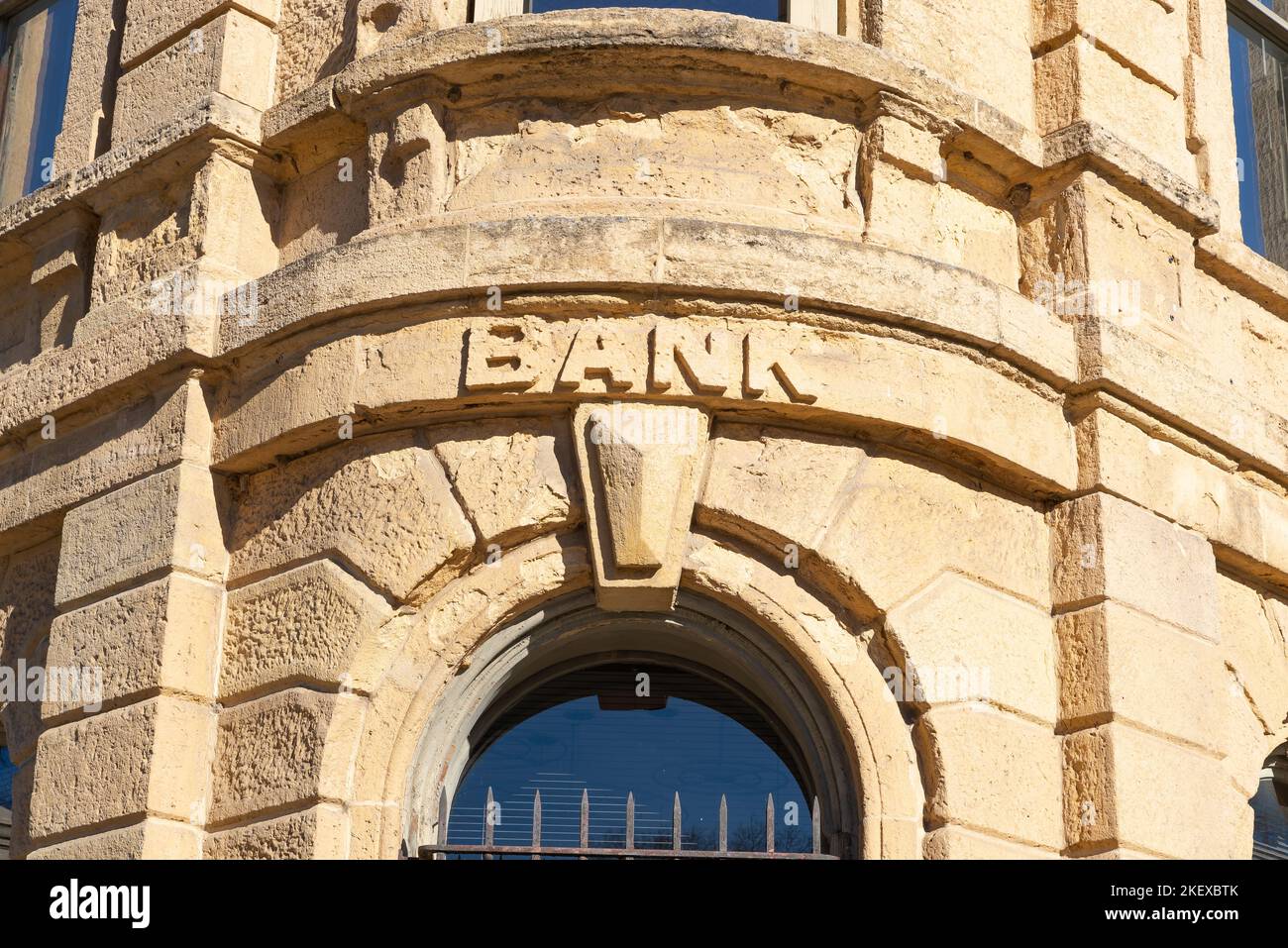 Esterno del vecchio edificio della banca a Madison, Wisconsin, USA. Foto Stock