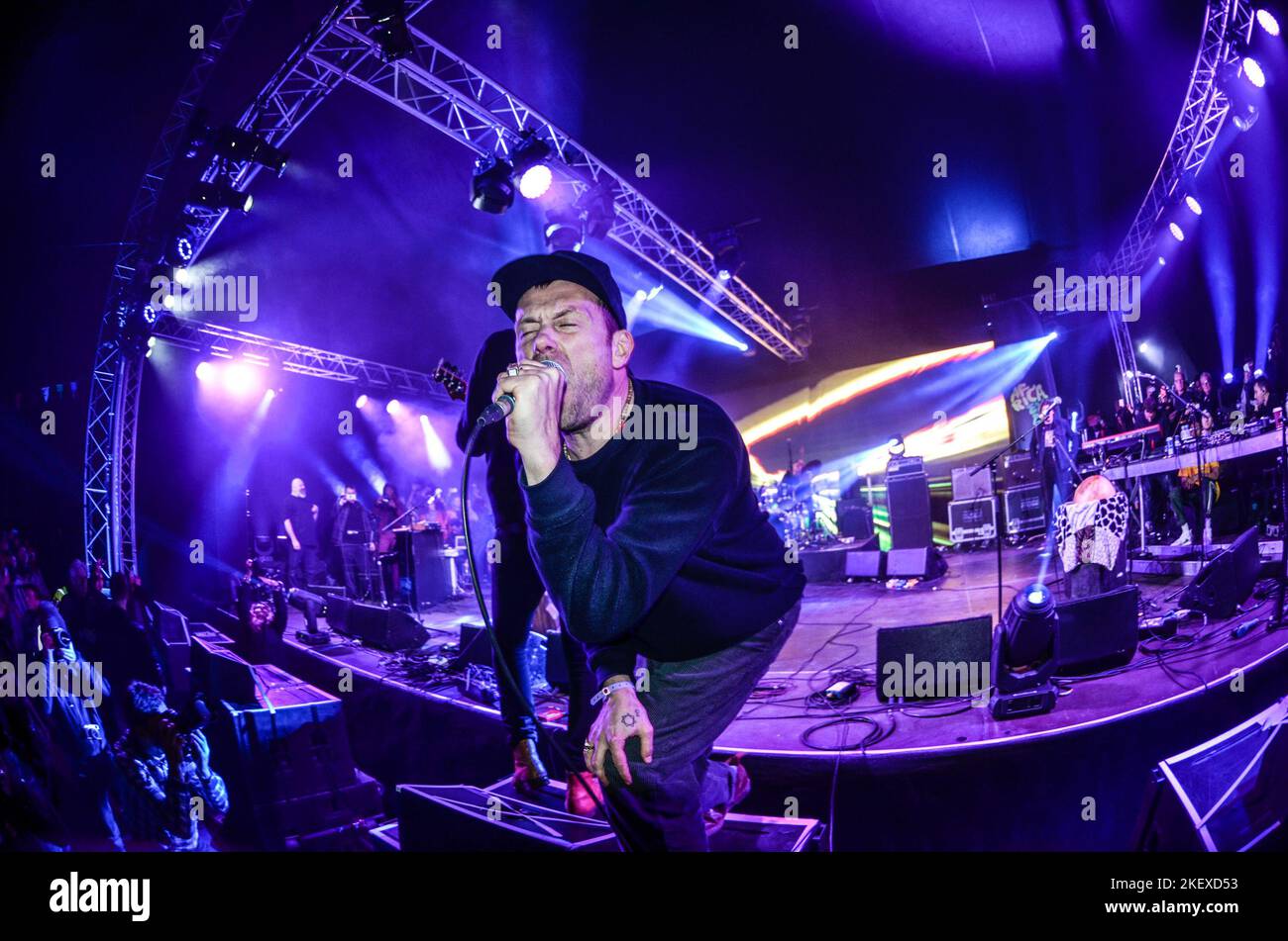 Damon Albarn & Blur si riunirà nel 2023. La band si terrà presso lo stadio di Londra il 8 luglio per il loro 35th° anniversario. Foto Stock