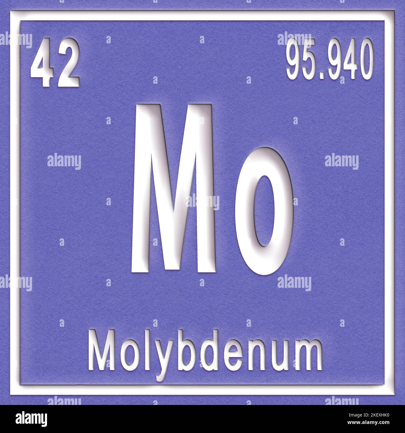 Elemento chimico di molibdeno, segno con numero atomico e peso atomico, elemento Tavola periodica Foto Stock