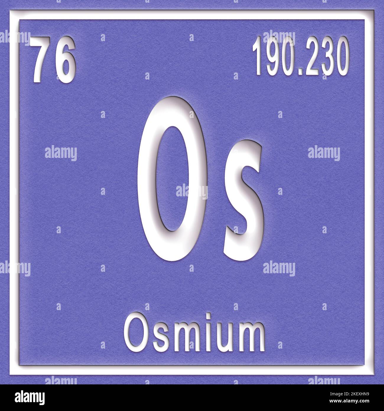 Elemento chimico osmio, segno con numero atomico e peso atomico, elemento Tavola periodica Foto Stock