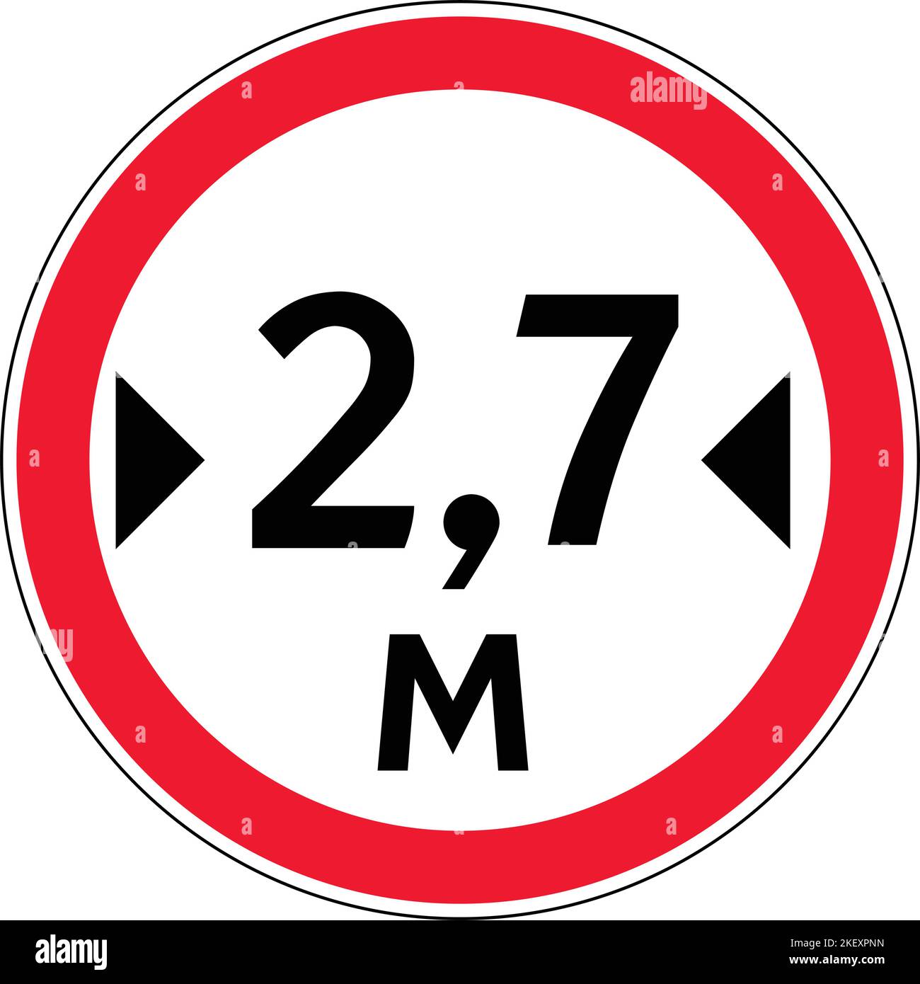 Immagine della larghezza massima del segnale di divieto stradale. Illustrazione in bianco Illustrazione Vettoriale