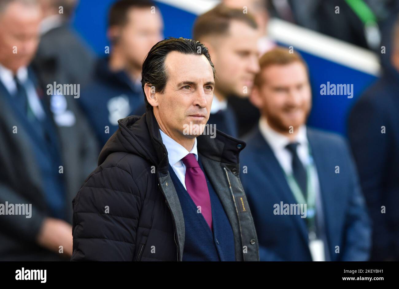 Aston Villa Head Coach Unai Emery durante la partita della Premier League tra Brighton & Hove Albion e Aston Villa all'American Express Community Stadium , Brighton , Regno Unito - 13th novembre 2022 Foto Simon Dack/ Telephoto ImagesEditorial use only. Nessun merchandising. Per le immagini di calcio si applicano le restrizioni di fa e Premier League inc. Nessun utilizzo di Internet/cellulare senza licenza FAPL - per i dettagli contattare Football Dataco Foto Stock