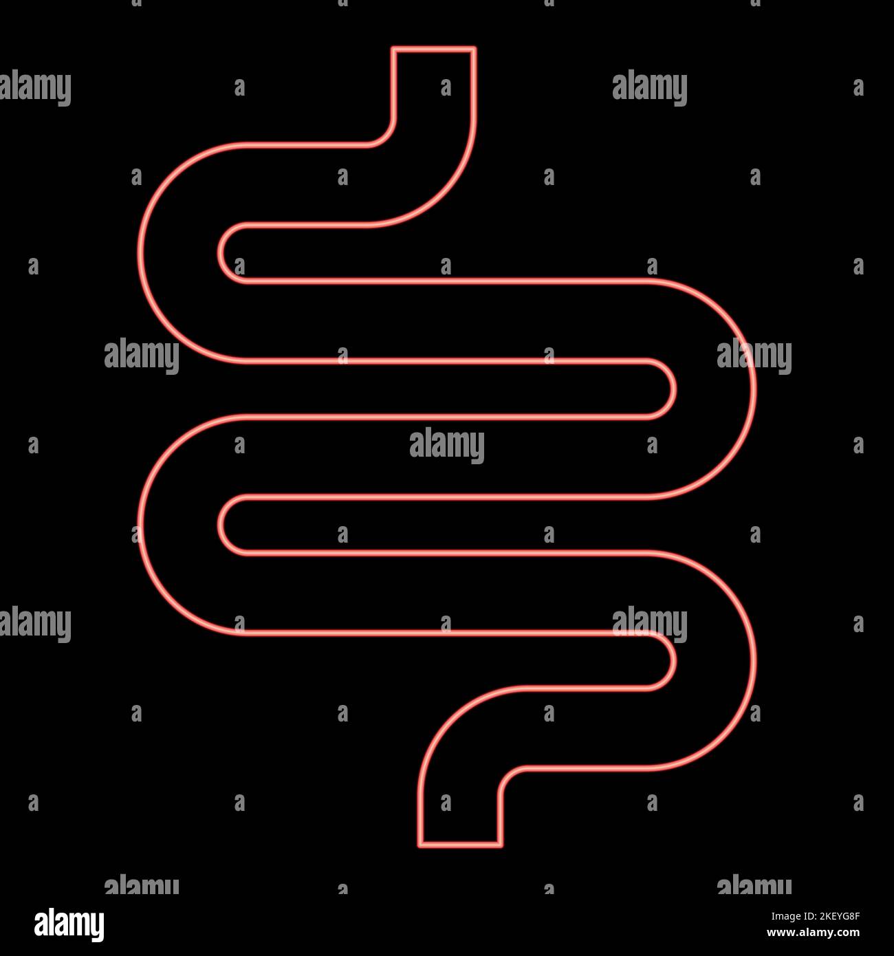 Neon intestino o viscere colore rosso vettore immagine immagine immagine piatta luce Illustrazione Vettoriale