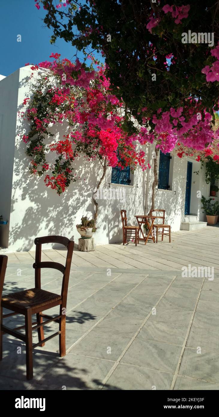 Tavola del caffè Paros Grecia isola mediterranea egeo Foto Stock