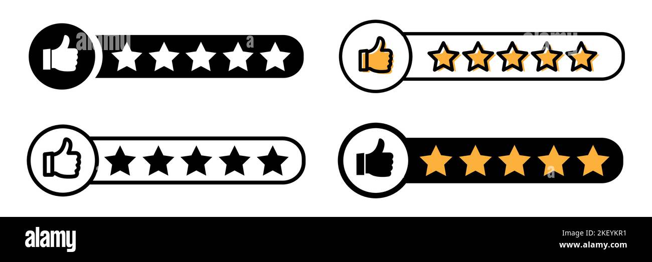 Reputazione 5 pollici su icona stella. Icona di revisione del cliente, valutazione della qualità, feedback. Illustrazione del vettore isolato. Illustrazione Vettoriale