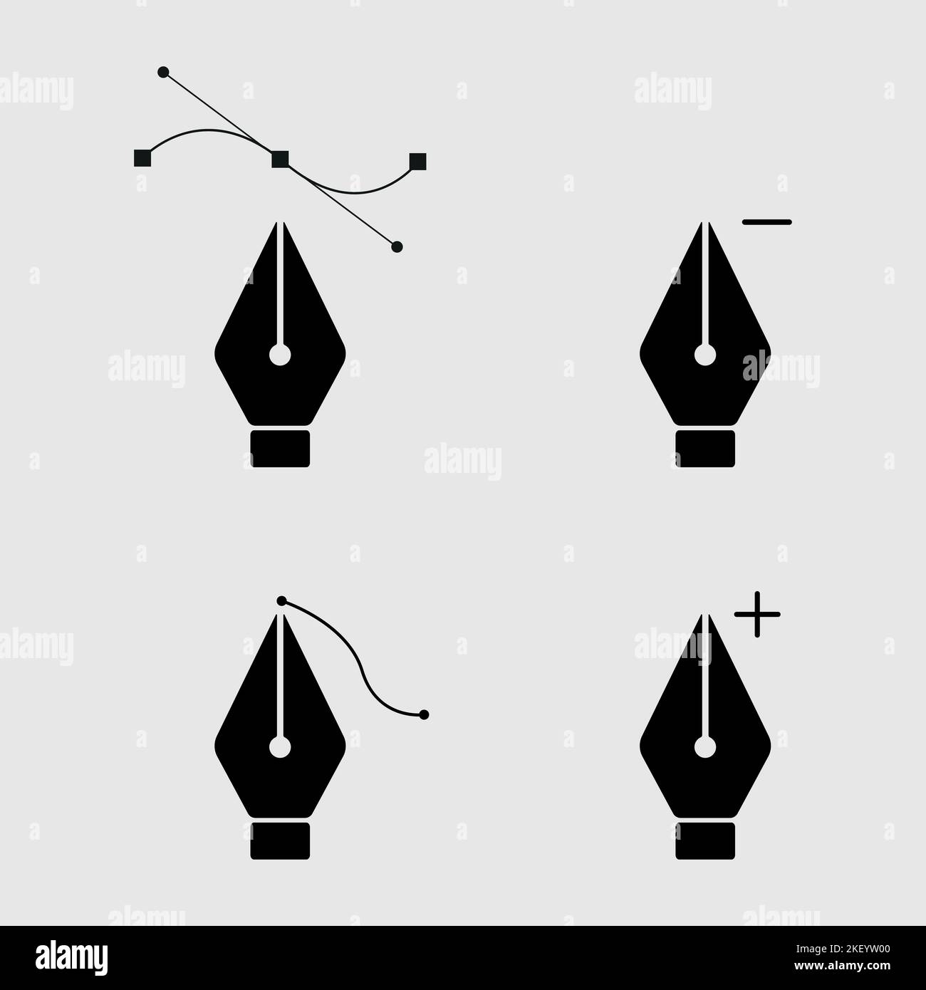Un cursore dello strumento a penna imposta il disegno con linee su uno sfondo grigio Illustrazione Vettoriale