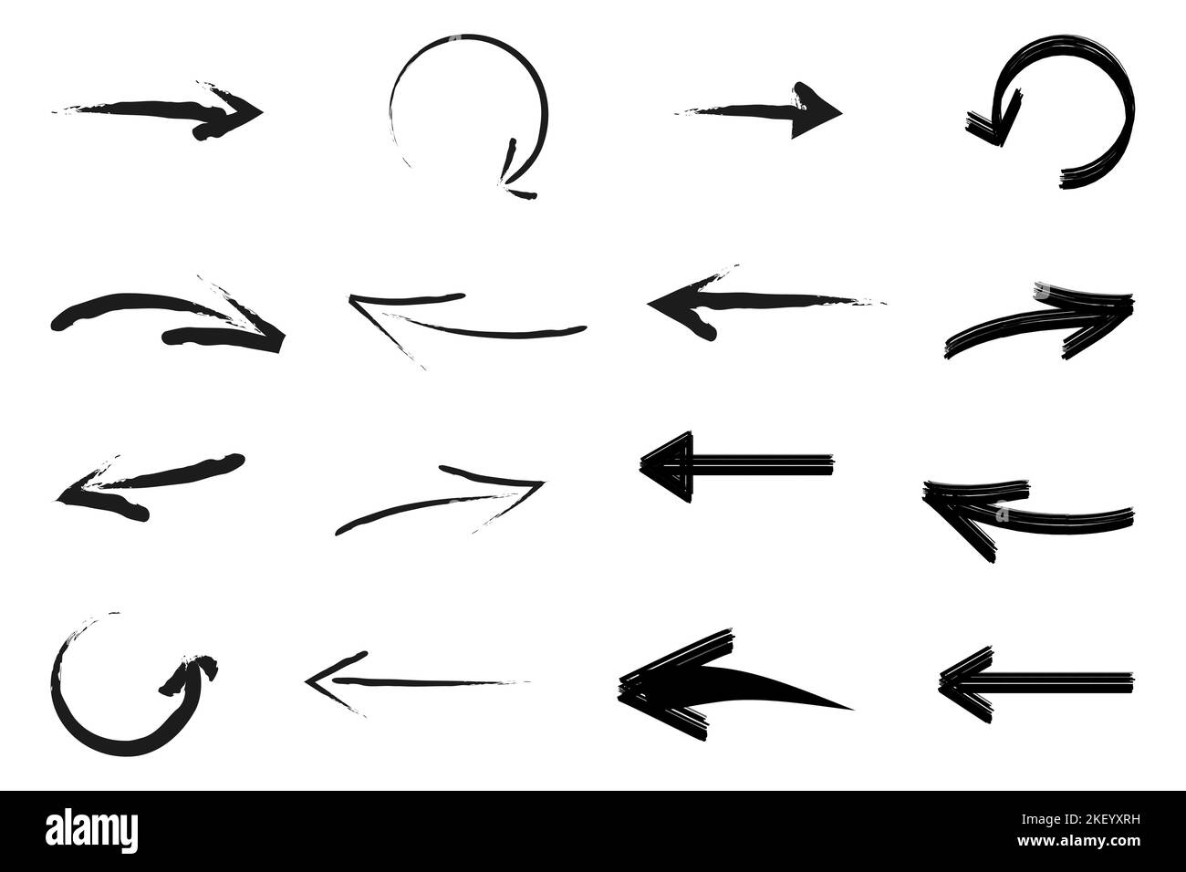Set di icone frecce disegnate a mano. Illustrazione vettoriale Illustrazione Vettoriale