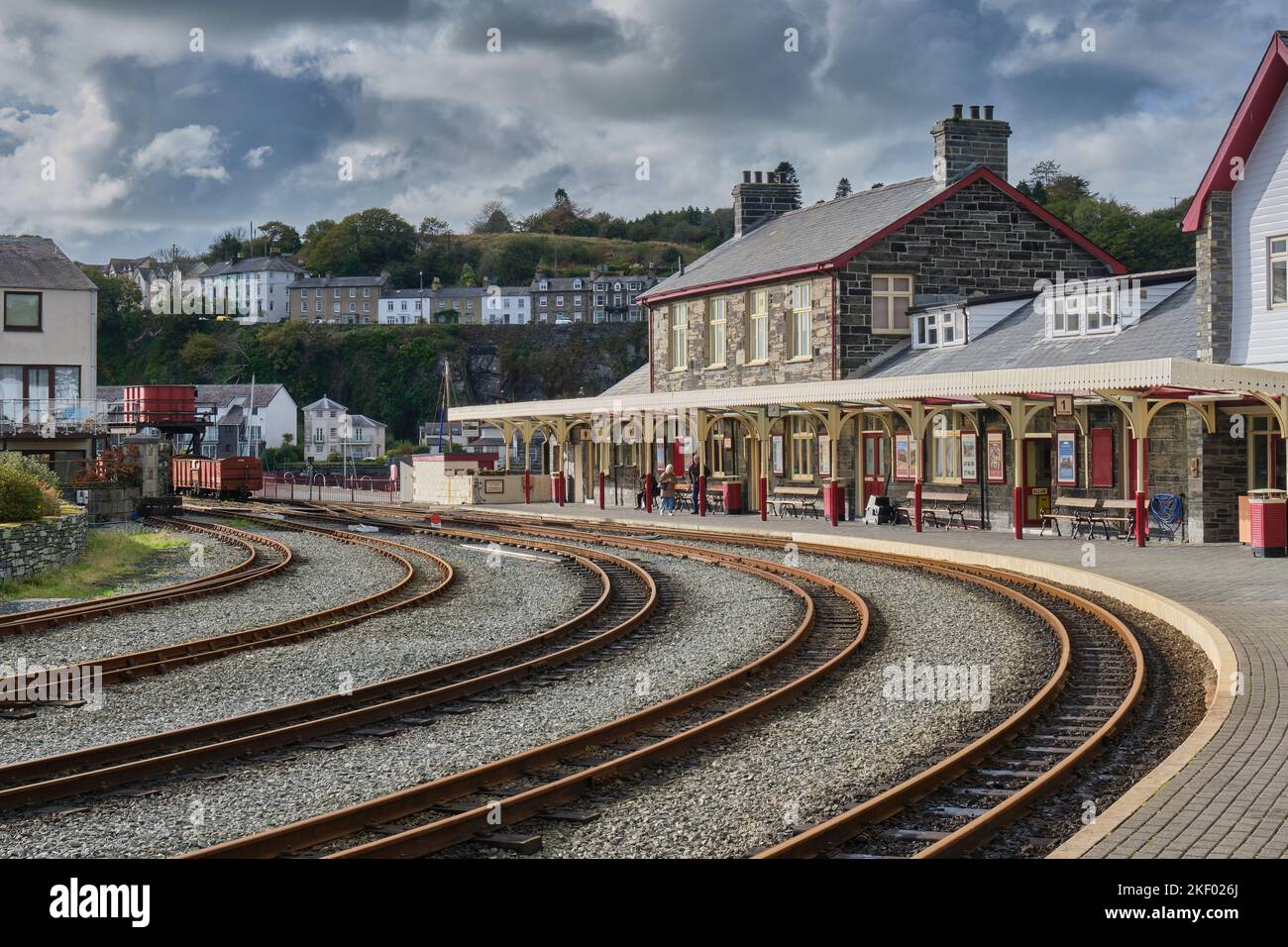 Porthmadog Harbour Station, Porthmadog, Gwynedd, Galles Foto Stock