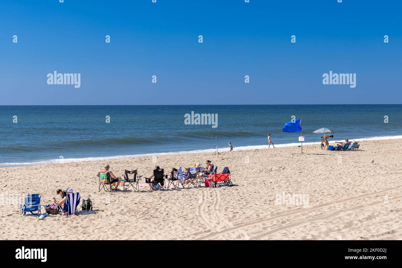 Giornata estiva di sole sulla spiaggia oceanica di Montauk, NY Foto Stock