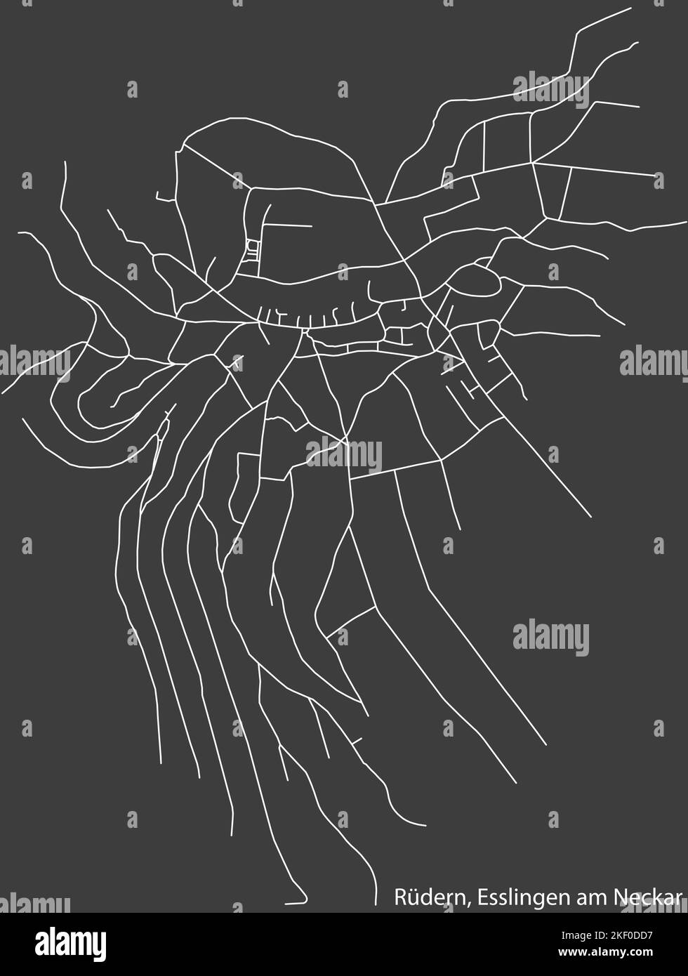 Mappa stradale del COMUNE di RÜDERN, ESSLINGEN Illustrazione Vettoriale