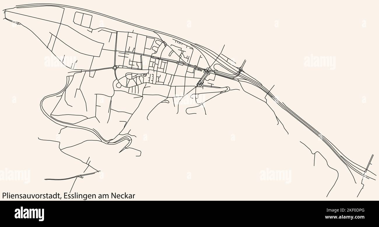 Mappa stradale del COMUNE di PlienSAUVORSTADT, ESSLINGEN Illustrazione Vettoriale