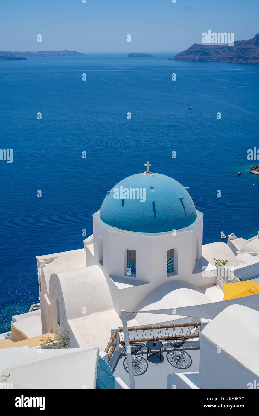 Bella vista panoramica di Santorini Grecia Foto Stock