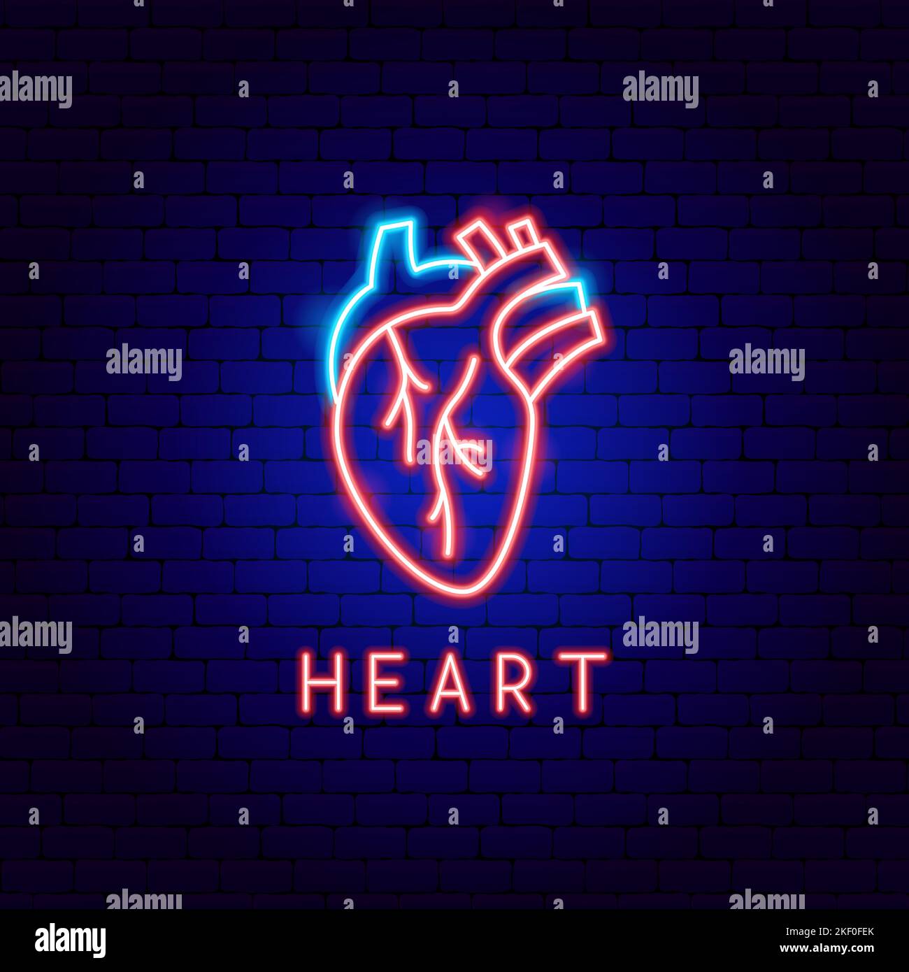 Etichetta cuore al neon Illustrazione Vettoriale