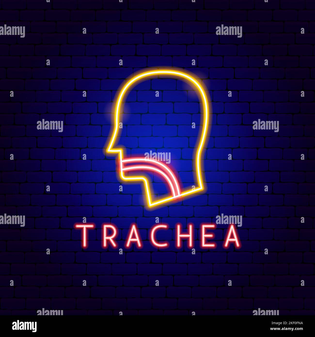 Etichetta al neon trachea Illustrazione Vettoriale