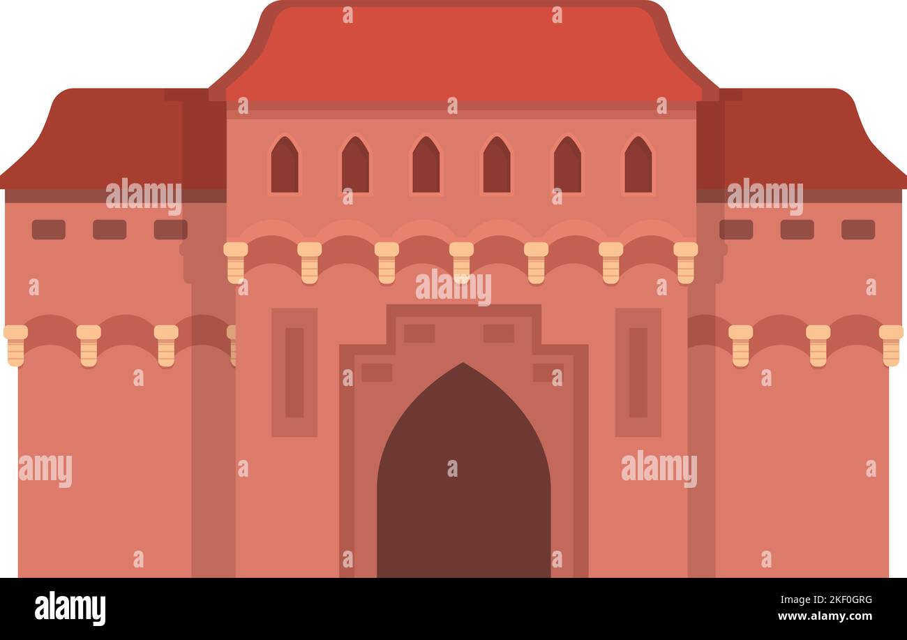 Icona della fortezza polacca vettore cartoon. Polonia turismo. Cultura alimentare Illustrazione Vettoriale