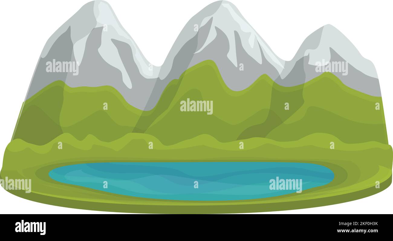 Montagna lago icona cartone animato vettore. Viaggio in Polonia. Paesaggio polacco Illustrazione Vettoriale