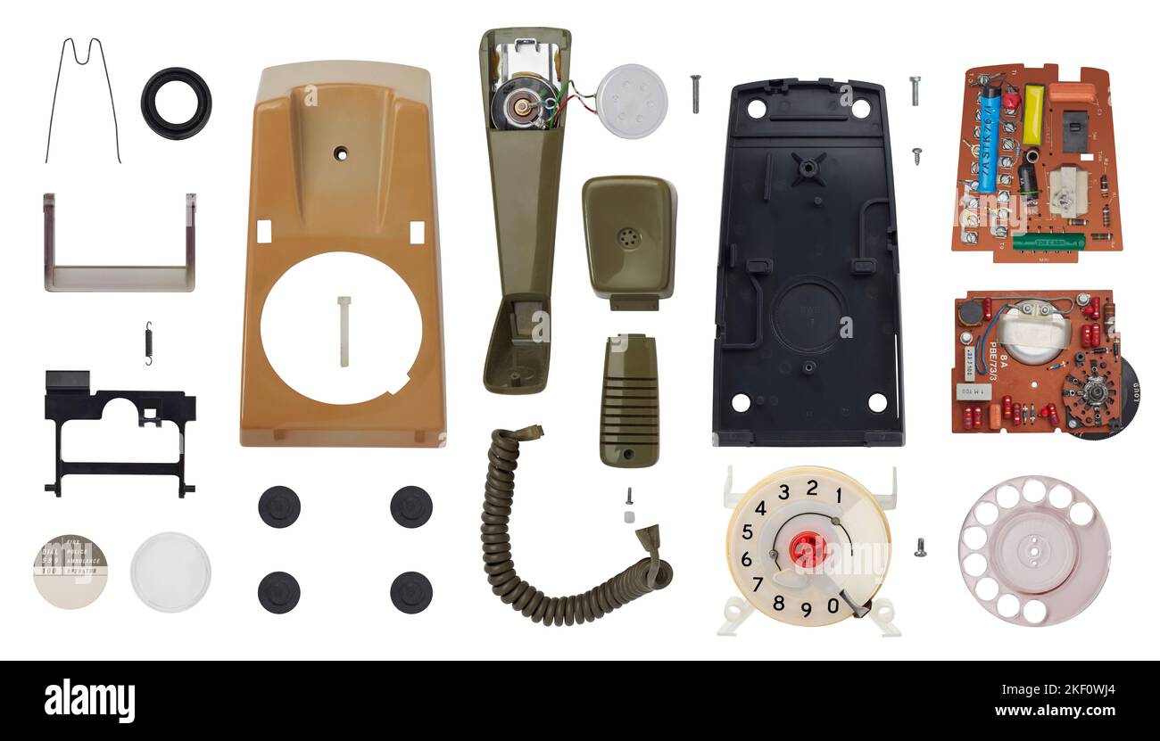 BT 1970s Trimphone in pezzi Foto Stock