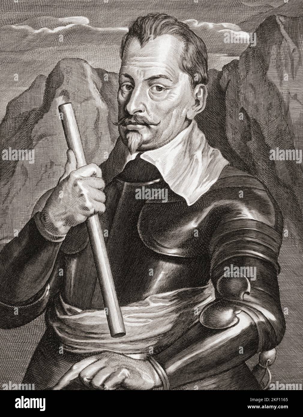 Albrecht Wenzel Eusebius von Wallenstein anche von Waldstein, 1583 – 1634. Leader militare bohémien e politico. Da una stampa del 17th° secolo basata sul dipinto di Sir Anthony van Dyck. Foto Stock
