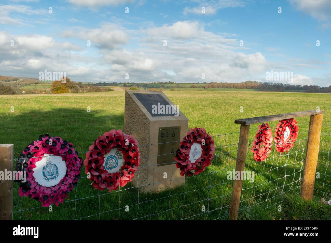 Exercise Dreme Memorial commemorazione di 33 uomini uccisi il 4th 1944 aprile quando un RAF Stirling aereo trainante un deltaplano Horsa si schiantò, Hampshire, Inghilterra, Regno Unito Foto Stock