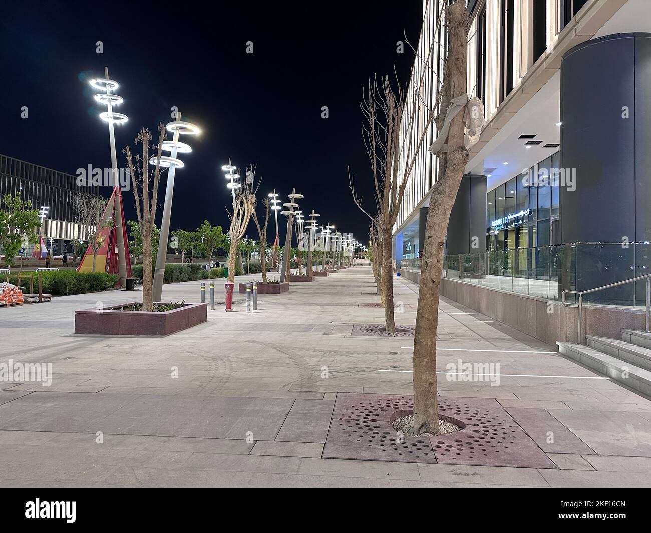 Spettacolo di droni della Torre del Lusail Plaza 4. Lusail Boulevard Qatar Foto Stock