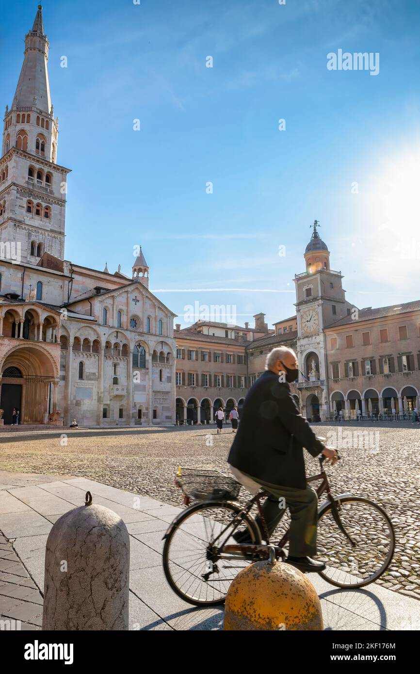 Ghirlandina in Piazza Grande, Modena, Emilia-Romagna, Italia Foto Stock