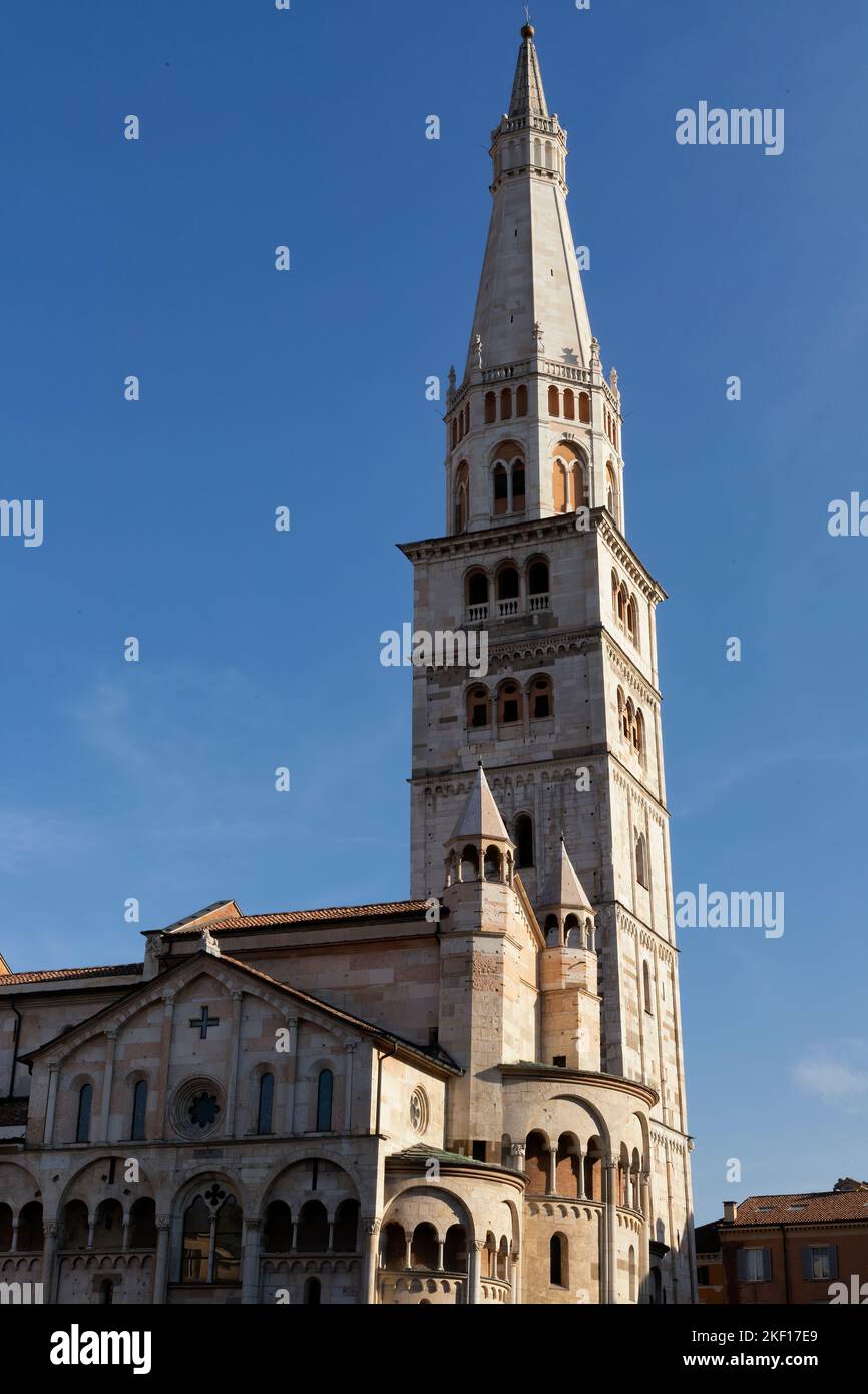 Ghirlandina in Piazza Grande, Modena, Emilia-Romagna, Italia Foto Stock