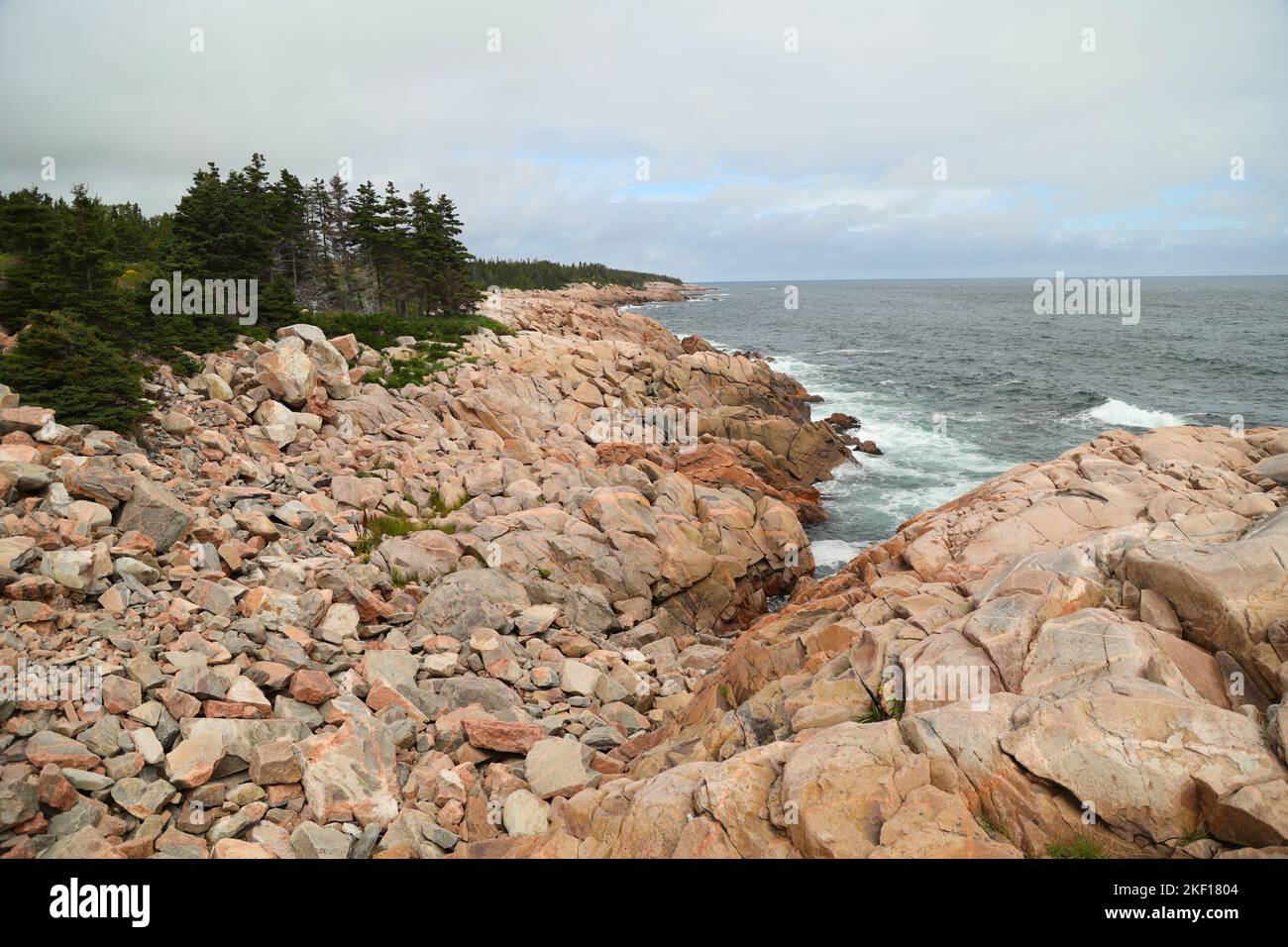 Vista sulla costa lungo il Cabot Trail, Nuova Scozia, Canada Foto Stock