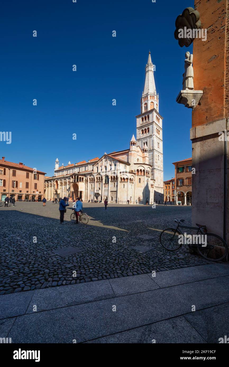 Ghirlandina in Piazza Grande, Modena, Emilia-Romagna, Italia Foto Stock