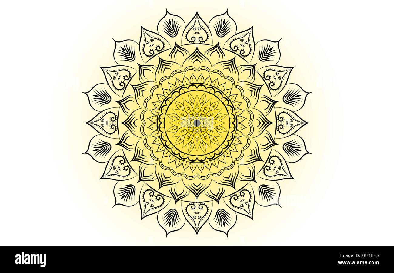 Bella indiano motivo floreale mandala arte isolato su uno sfondo bianco, elementi di decorazione per la meditazione poster o banner, tatuaggio arte Foto Stock