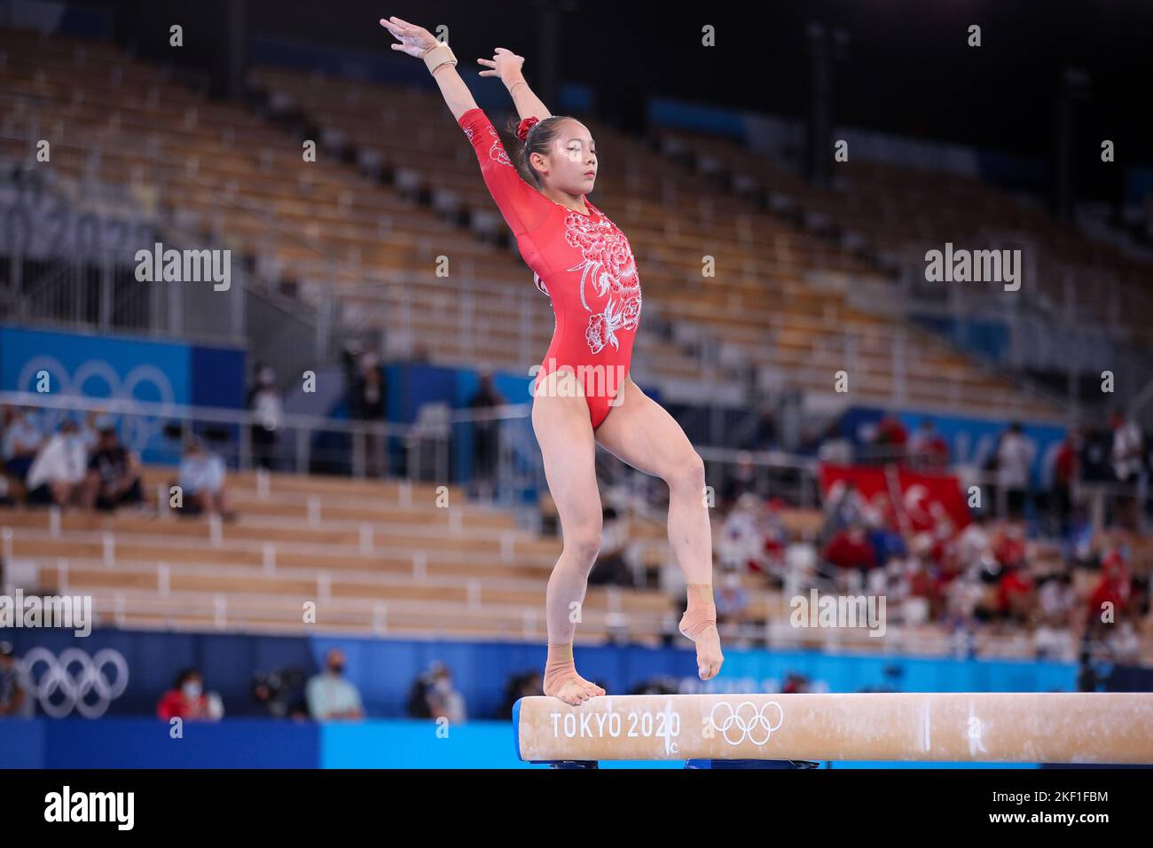 03rd AGOSTO 2021 - TOKYO, GIAPPONE: IL TANG Xijing della Cina suona al fascio di equilibrio femminile durante le finali degli apparati di ginnastica artistica ai Giochi Olimpici di Tokyo 2020 (Foto di Mickael Chavet/RX) Foto Stock