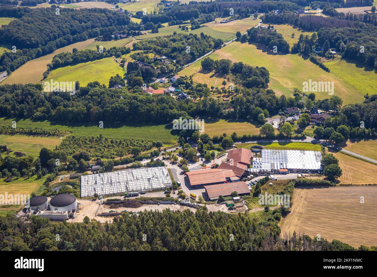 Veduta aerea, orto Elfringhausen, Elfringhauser Schweiz, Niederstüter, Hattingen, Regione della Ruhr, Renania settentrionale-Vestfalia, Germania, DE, Europa, Aer Foto Stock