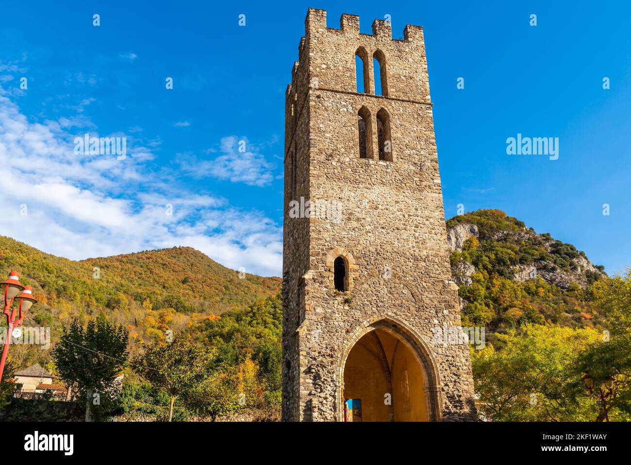 Saint Michel torre, ex torre campanaria a Tarascon sur Ariège, Ariège, Occitanie, Francia Foto Stock