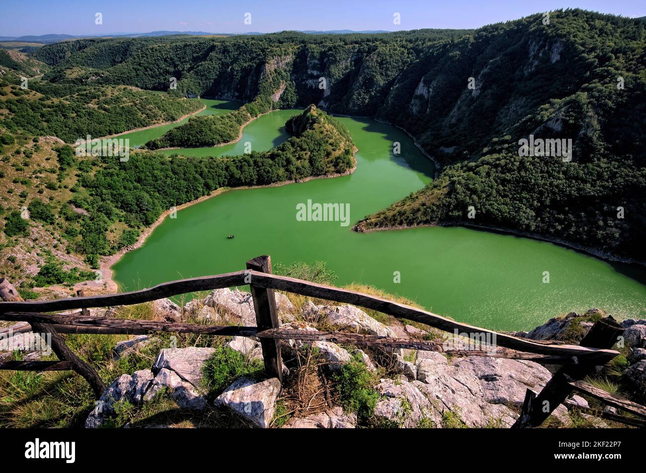 Gola tortuosa del fiume Uvac a Sjenica, Serbia Foto Stock