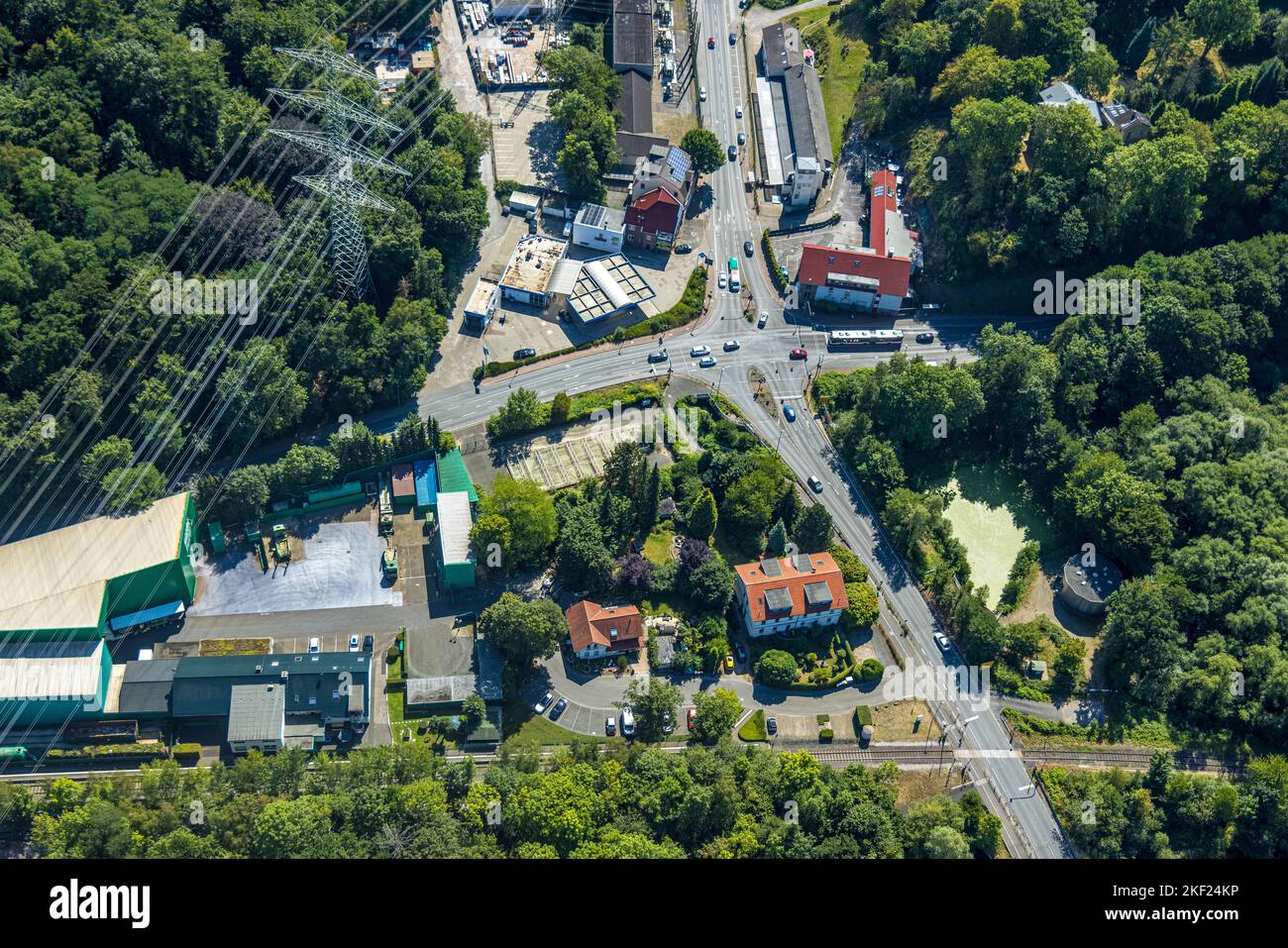 Vista aerea, ricostruzione attraverso Steinenhaus, Wittener Straße angolo im Hammertal, Buchholz, Witten, Ruhr zona, Nord Reno-Westfalia, Germania, D. Foto Stock