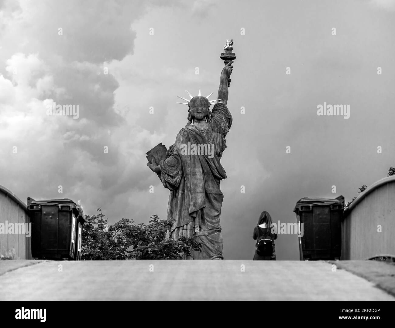 La statua della libertà sull'isola del cigno a Parigi. Francia Foto Stock
