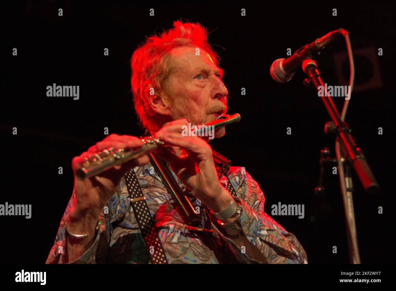 Nik Turner al Rituale spaziale 2, Kings Hall, Herne Bay, 26 gennaio 2013 Foto Stock