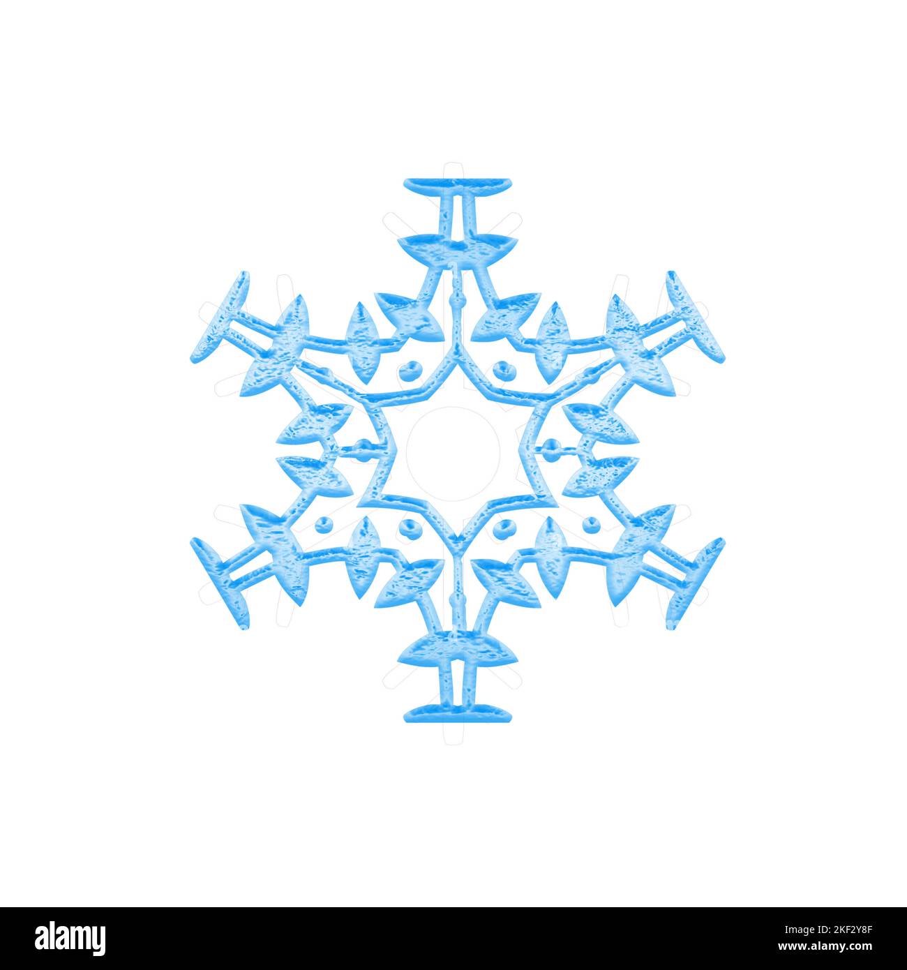 Fiocchi di neve invernali creati digitalmente isolati su sfondo bianco. Foto Stock