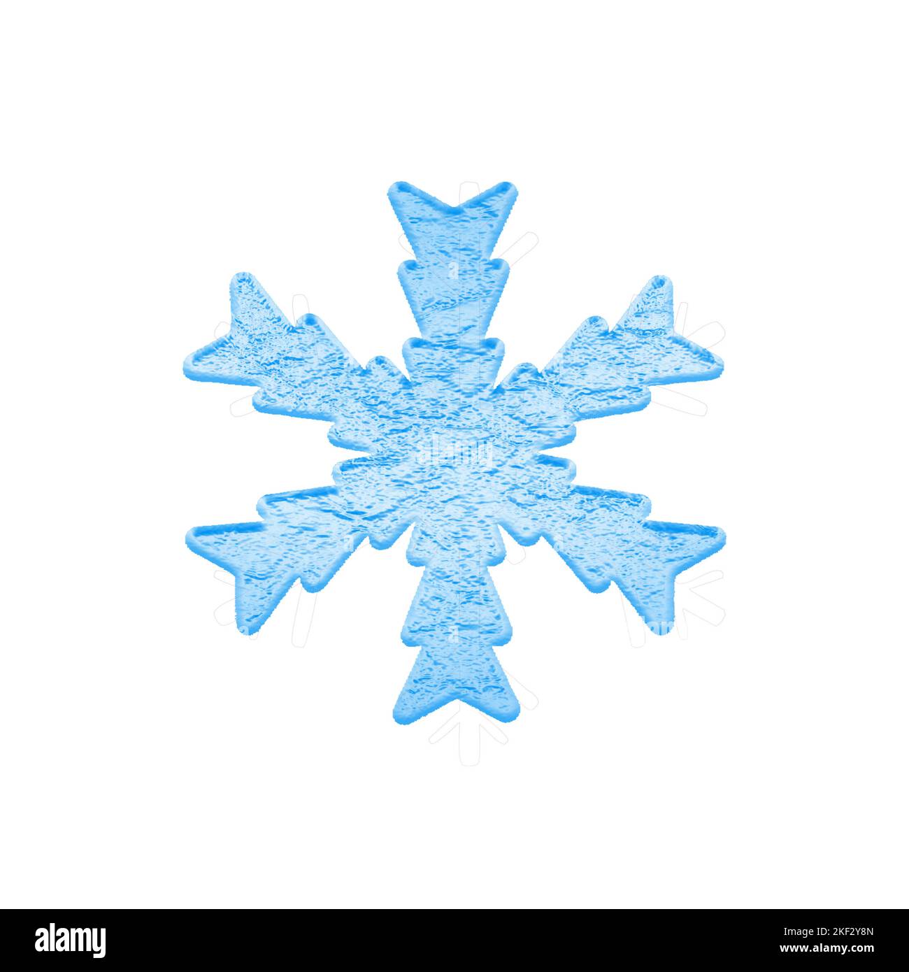 Fiocchi di neve invernali creati digitalmente isolati su sfondo bianco. Foto Stock