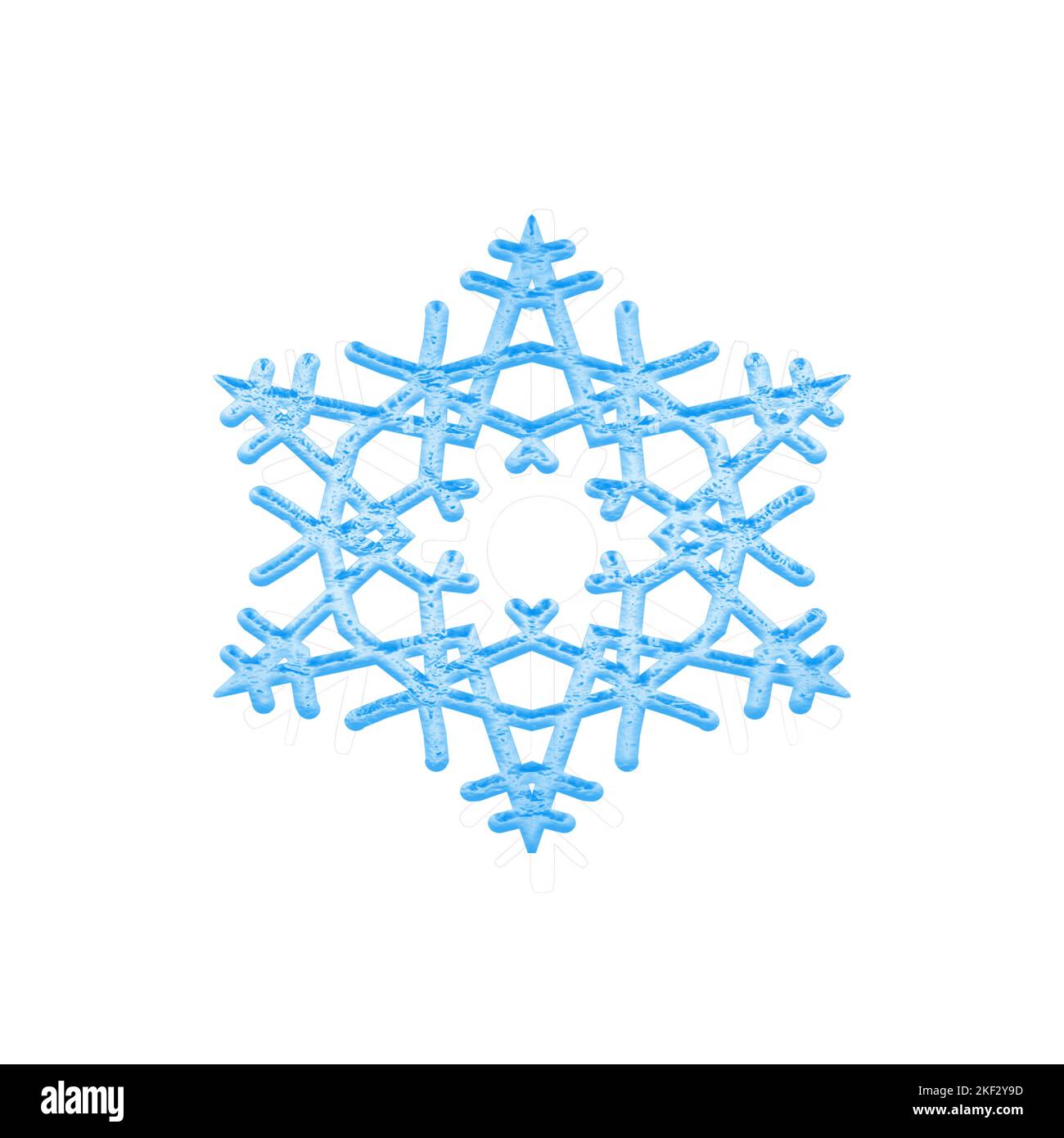 Fiocchi di neve invernali creati digitalmente isolati su sfondo bianco. Foto Stock